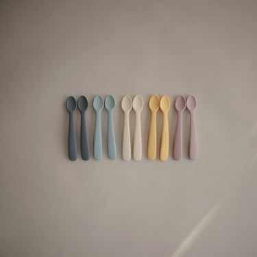 Mushie Silicone Feeding Spoons, Ivory (2-Pack)